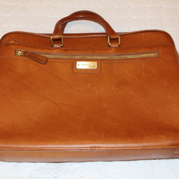 Leather Briefcase/Laptop Carrier w/ Gold Detailing - Picture 4 of 4